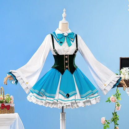 Hatsune Miku Vocaloid Rabbit White Blue Cute Dress Cosplay Costume - Qcoser